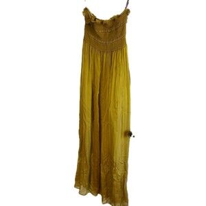 Vera Wang Lavender Label Women's Silk Strapless Olive Green Maxi Dress Size 2
